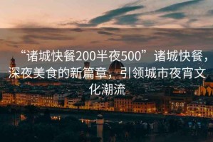 “诸城快餐200半夜500”诸城快餐，深夜美食的新篇章，引领城市夜宵文化潮流