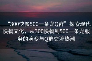 “300快餐500一条龙Q群”探索现代快餐文化，从300快餐到500一条龙服务的演变与Q群交流热潮