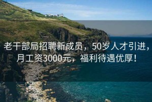 老干部局招聘新成员，50岁人才引进，月工资3000元，福利待遇优厚！