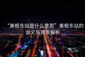 “美根东站是什么意思”美根东站的含义与背景解析