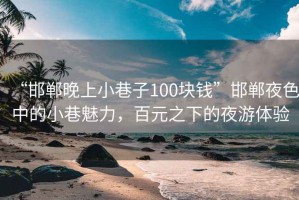 “邯郸晚上小巷子100块钱”邯郸夜色中的小巷魅力，百元之下的夜游体验