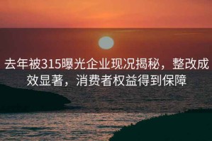 去年被315曝光企业现况揭秘，整改成效显著，消费者权益得到保障