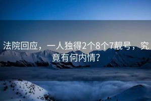 法院回应，一人独得2个8个7靓号，究竟有何内情？