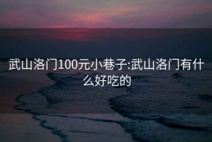 武山洛门100元小巷子:武山洛门有什么好吃的