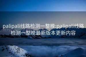 palipali线路检测一整晚:palipali线路检测一整晚最新版本更新内容