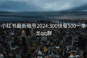 小红书最新暗号2024:300快餐500一条龙qq群