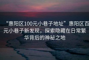 “惠阳区100元小巷子地址”惠阳区百元小巷子新发现，探索隐藏在日常繁华背后的神秘之地