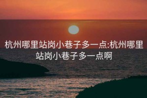 杭州哪里站岗小巷子多一点:杭州哪里站岗小巷子多一点啊