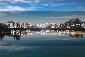 “酒泉小巷子100块”酒泉小巷子中的秘密交易，一场百元内的奇遇