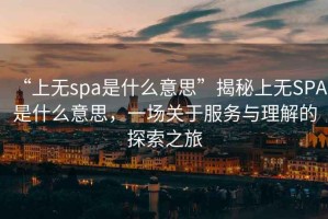 “上无spa是什么意思”揭秘上无SPA是什么意思，一场关于服务与理解的探索之旅