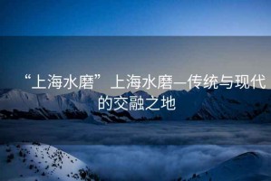 “上海水磨”上海水磨—传统与现代的交融之地