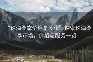 “珠海桑拿价格是多少”探索珠海桑拿市场，价格与服务一览