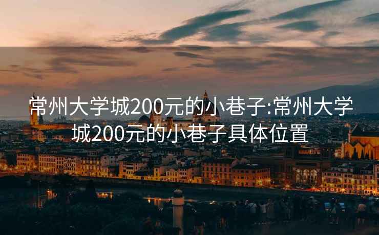 常州大学城200元的小巷子:常州大学城200元的小巷子具体位置