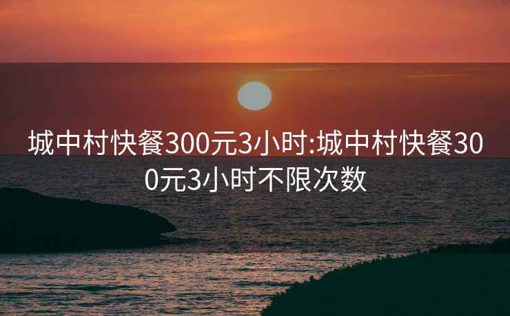 城中村快餐300元3小时:城中村快餐300元3小时不限次数