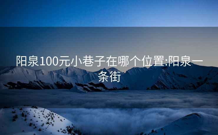 阳泉100元小巷子在哪个位置:阳泉一条街