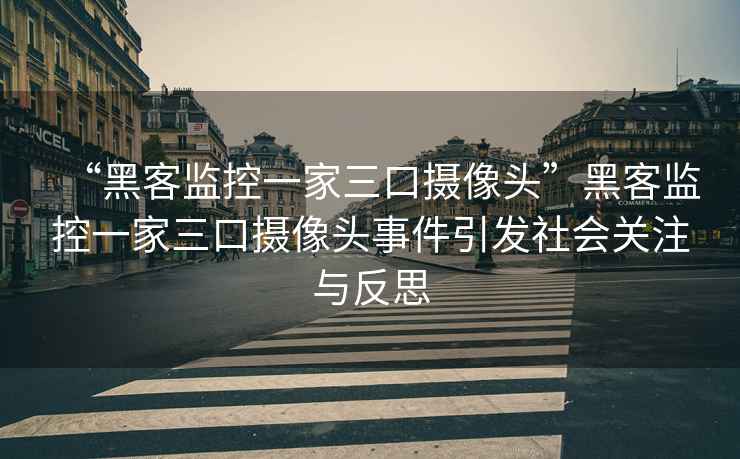 “黑客监控一家三口摄像头”黑客监控一家三口摄像头事件引发社会关注与反思