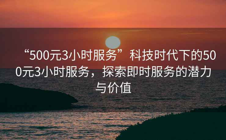 “500元3小时服务”科技时代下的500元3小时服务，探索即时服务的潜力与价值