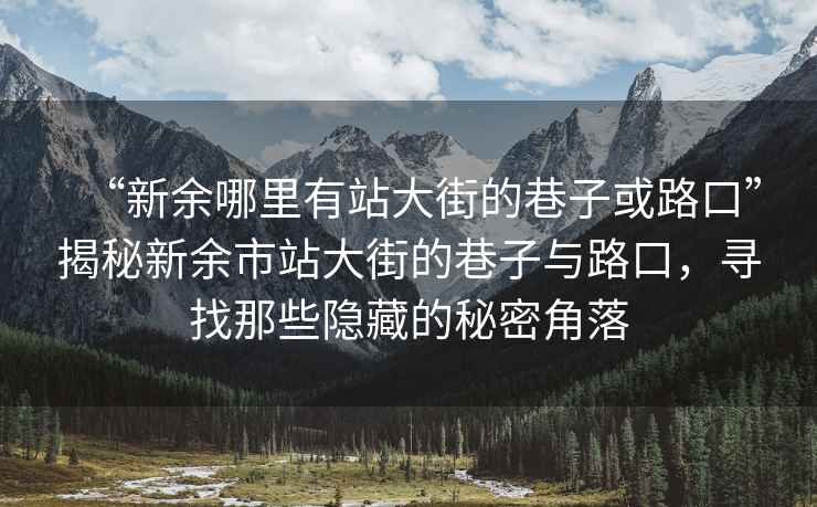 “新余哪里有站大街的巷子或路口”揭秘新余市站大街的巷子与路口，寻找那些隐藏的秘密角落