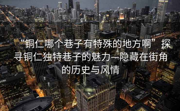 “铜仁哪个巷子有特殊的地方啊”探寻铜仁独特巷子的魅力—隐藏在街角的历史与风情